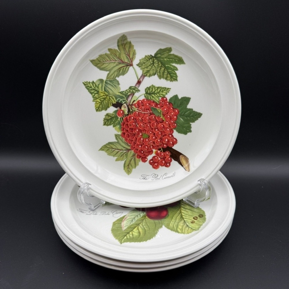 Vtg Set Of 4 Portmeirion Pomona Goddess Fruits Salad Plates Cherry Currant 8.5"